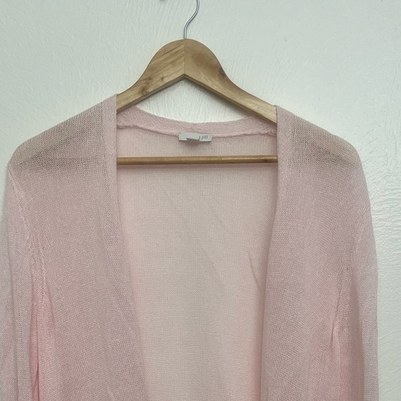 J Jill Pink Lightweight Long Cardigan Sweater Open Front Linen Rayon Size Medium - Picture 3 of 9